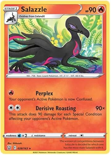 Salazzle 028/163 Rare Reverse Holo Pokemon Card (Battle Styles) + TitanCards® Toploader von Titan Cards