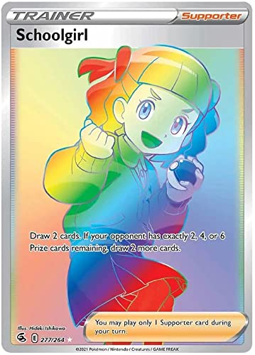 Schoolgirl 277/264 Rainbow Rare Pokemon Karte (SWSH Fusion Strike) + 1x TitanCards® Toploader von Titan Cards