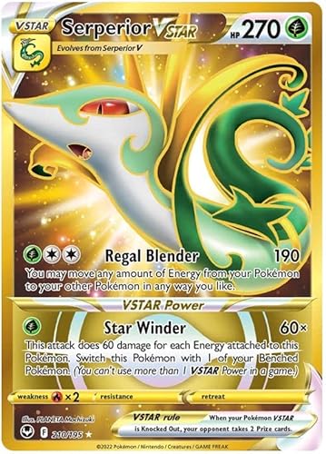 Serperior VSTAR 210/195 Rare Secret Pokemon Karte (SWSH Silver Tempest) + TitanCards® Toploader von Titan Cards