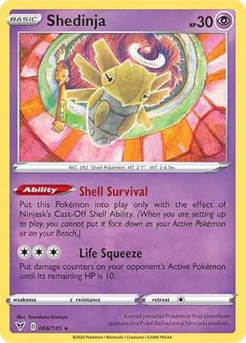 Shedinja 066/185 Rare Pokemon Card (SWSH04 Vivid Voltage) + TitanCards® Toploader von Titan Cards