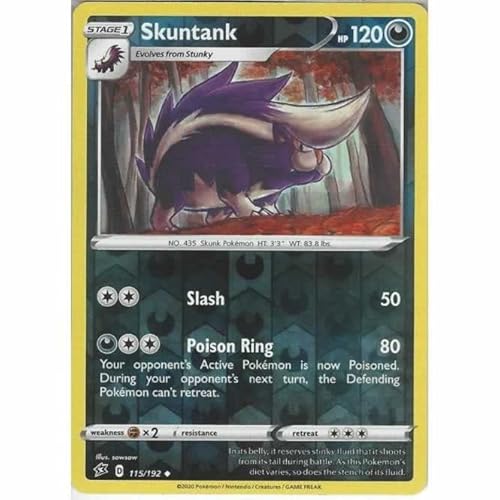 Skuntank 115/192 Uncommon Reverse Holo Pokemon Card (SWSH Rebel Clash) + TitanCards® Toploader von Titan Cards