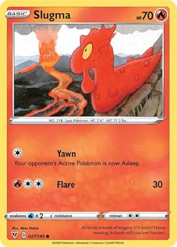 Slugma 027/185 Common Reverse Holo Pokemon Card (SWSH04 Vivid Voltage) + TitanCards® Toploader von Titan Cards