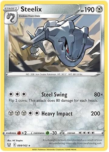 Steelix 099/163 Rare Holo Pokemon Card (Battle Styles) + TitanCards® Toploader von Titan Cards