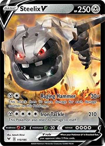 Steelix V 115/185 Ultra Rare Pokemon Karte (SWSH04 Vivid Voltage) + TitanCards® Toploader von Titan Cards