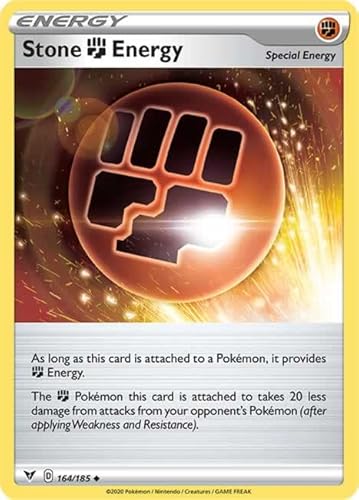Stone Fighting Energy 164/185 Uncommon Reverse Holo Pokemon Card (SWSH04 Vivid Voltage) + TitanCards® Toploader von Titan Cards