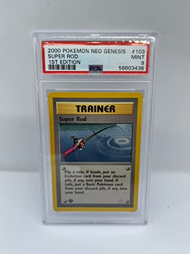 Super Rod 103/111 PSA 9 abgestufte Common Pokemon Karte (2000 Pokemon Neo Genesis) + TitanCards® Toploader von Titan Cards