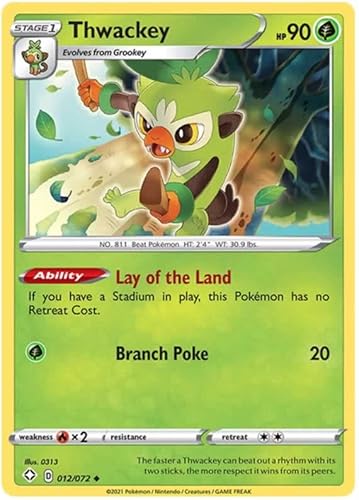 Thwackey 012/072 Uncommon Pokemon Card (Shining Fates) + TitanCards® Toploader von Titan Cards