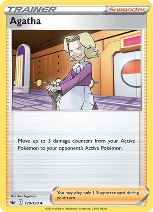 Titan Cards Agatha 129/198 Uncommon Pokemon Card (SWSH Chilling Reign) Toploader von Titan Cards