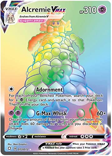 Titan Cards Alcremie VMAX 073/072 Seltene Regenbogen-Pokemon-Karte (Shining Fates) + 1x Toploader von Titan Cards