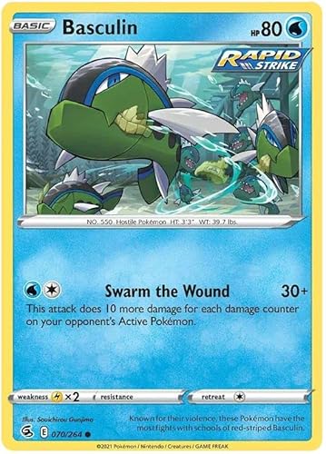 Titan Cards Basculin 070/264 Common Reverse Holo Pokemon Card (SWSH Fusion Strike) Toploader von Titan Cards