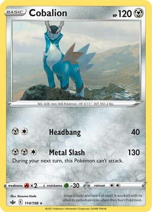Titan Cards Cobalion 114/198 Rare Holo Pokemon Card (SWSH Chilling Reign) Toploader von Titan Cards