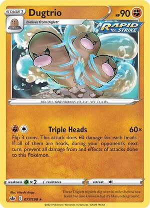 Titan Cards Dugtrio 077/198 Rare Reverse Holo Pokemon Card (SWSH Chilling Reign) Toploader von Titan Cards