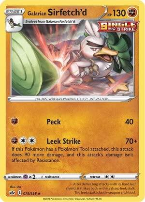 Titan Cards Galarian Sirfetch'd 079/198 Rare Reverse Holo Pokemon Card (SWSH Chilling Reign) Toploader von Titan Cards