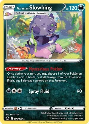 Titan Cards Galarian Slowking 098/198 Rare Reverse Holo Pokemon Card (SWSH Chilling Reign) Toploader von Titan Cards