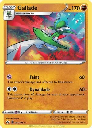 Titan Cards Gallade 081/198 Rare Reverse Holo Pokemon Card (SWSH Chilling Reign) Toploader von Titan Cards