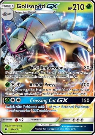 Titan Cards Golisopod GX 17/147 Sammelkarte (Burning Shadows) + Toploader (1 Stück, Near Mint, Fantasie, Pokemon TCG, Karton, Unisex, 2017) von Titan Cards