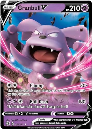 Titan Cards Granbull V 057/172 Ultra Rare Pokemon Karte (SWSH Brilliant Stars) + 1x Toploader von Titan Cards