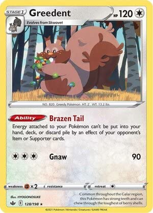 Titan Cards Greedent 128/198 Rare Holo Pokemon Card (SWSH Chilling Reign) Toploader von Titan Cards