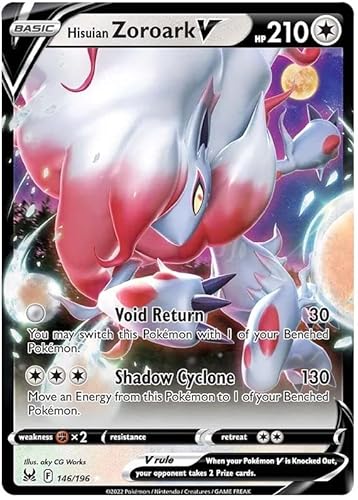 Titan Cards Hisuian Zoroark V 146/196 Ultra-Rare seltene Pokemon-Karte (Schwert & Schild Lost Origin) + 1x Toploader von Titan Cards