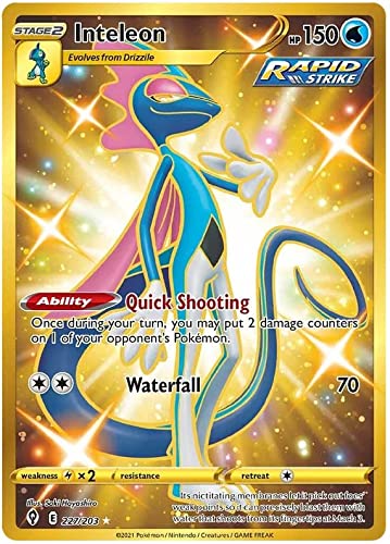 Titan Cards Inteleon 227/203 Gold Secret Rare Pokemon Card (SWSH Evolving Skies) Toploader von Titan Cards