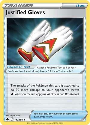 Titan Cards Justified Gloves 143/198 Uncommon Reverse Holo Pokemon Card (SWSH Chilling Reign) Toploader von Titan Cards