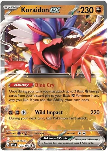 Titan Cards Koraidon ex 125/198 seltene Doppel-Pokemon-Karte (Scarlet & Violet Base Set) + 1 x Toploader von Titan Cards
