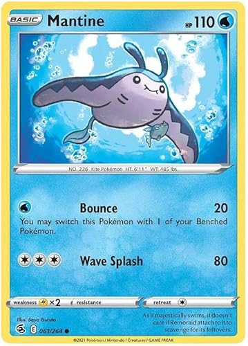 Titan Cards Mantine 061/264 Common Reverse Holo Pokemon Card (SWSH Fusion Strike) Toploader von Titan Cards