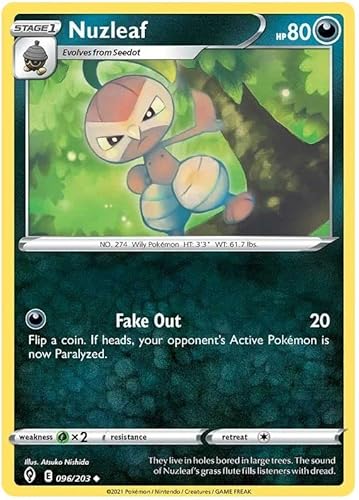 Titan Cards Nuzleaf 096/203 Uncommon Pokemon Card (SWSH Evolving Skies) Toploader von Titan Cards