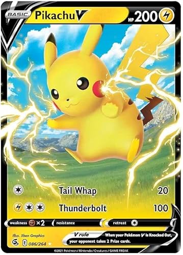 Titan Cards Pikachu V 086/264 Ultra-Rare seltene Pokemon-Karte (SWSH Fusion Strike) + 1x Toploader von Titan Cards