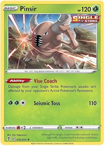 Titan Cards Pinsir 001/203 Rare Pokemon Card (SWSH Evolving Skies) Toploader von Titan Cards