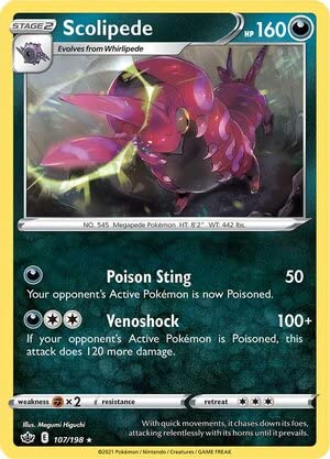Titan Cards Scolipede 107/198 Rare Pokemon Card (SWSH Chilling Reign) Toploader von Titan Cards