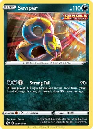 Titan Cards Seviper 102/198 Rare Reverse Holo Pokemon Card (SWSH Chilling Reign) Toploader von Titan Cards