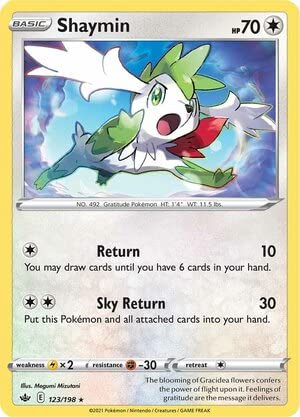 Titan Cards Shaymin 123/198 Rare Reverse Holo Pokemon Card (SWSH Chilling Reign) Toploader von Titan Cards