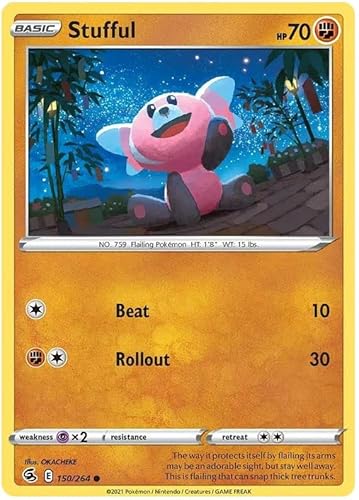 Titan Cards Stufful 150/264 Common Reverse Holo Pokemon Card (SWSH Fusion Strike) Toploader von Titan Cards