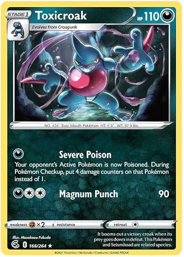 Titan Cards Toxicroak 166/264 Rare Reverse Holo Pokemon Card (SWSH Fusion Strike) Toploader von Titan Cards