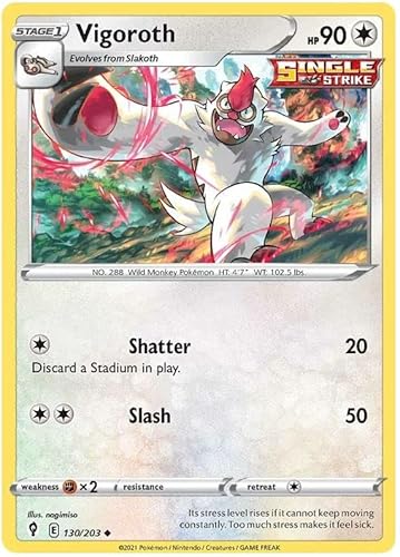Titan Cards Vigoroth 130/203 Uncommon Reverse Holo Pokemon Card (SWSH Evolving Skies) Toploader von Titan Cards
