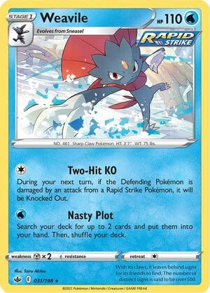 Titan Cards Weavile 031/198 Rare Reverse Holo Pokemon Card (SWSH Chilling Reign) Toploader von Titan Cards