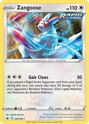 Titan Cards Zangoose 120/198 Rare Reverse Holo Pokemon Card (SWSH Chilling Reign) Toploader von Titan Cards