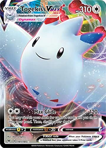 Togekiss VMAX 141/185 Ultra Rare Pokemon Karte (SWSH04 Vivid Voltage) + TitanCards® Toploader von Titan Cards