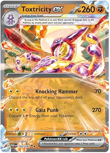 Toxtricity ex 100/182 Double Rare Pokemon Card (SV04 Paradox Rift) + 1x TitanCards® Toploader von Titan Cards