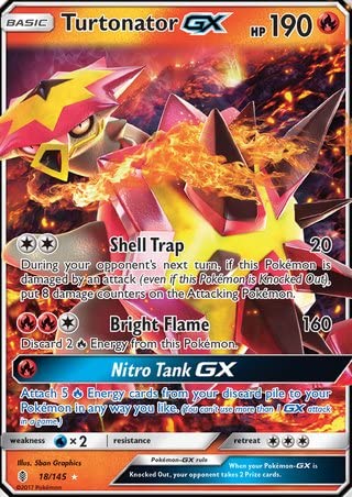 Turtonator GX 18/145 Ultra Rare Pokemon Karte (Guardians Rising) + TitanCards® Toploader von Titan Cards