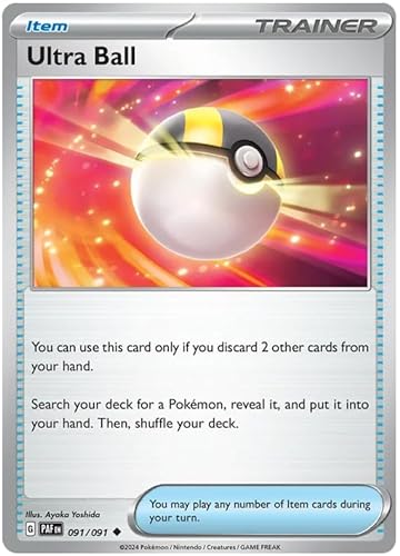 Ultra Ball 091/091 Uncommon Pokemon Karte (SV 4.5 Paldean Fates) + 1x TitanCards® Toploader von Titan Cards