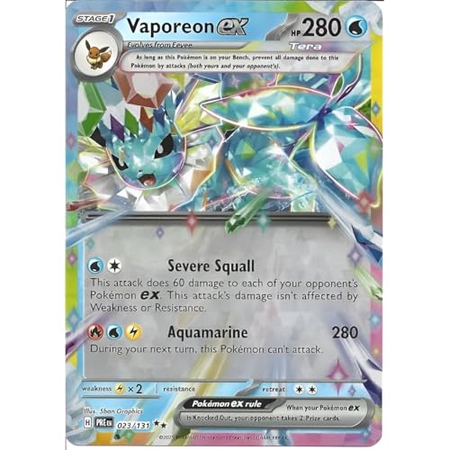 Vaporeon ex 023/131 Ultraseltene Pokemon-Karte, seltene Pokémon-Karten, Pokémon EX, prismatische Entwicklungen, Pokemon-Scharlachrot und Violett, Titan Cards authentifiziert Vaporeon ex 023/131 Ultraseltene Pokemon-Karte, seltene Pokémon-Karten, Pokémon EX, prismatische Entwicklungen, Pokemon-Scharlachrot und Violett, Titan Cards authentifiziert von Titan Cards