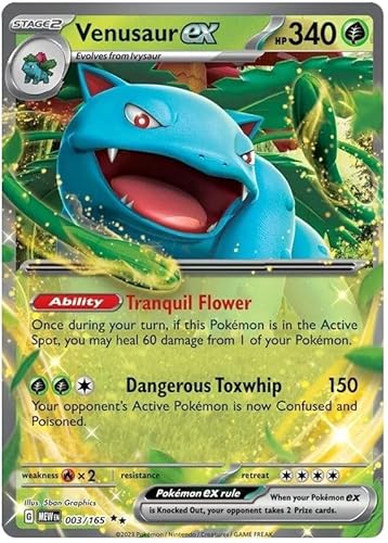 Venusaur ex 003/165 Double Rare Pokemon Karte (Pokemon SV 151) + 1x TitanCards® Toploader von Titan Cards