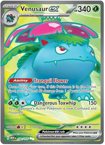 Venusaur ex 182/165 Ultra Rare Pokemon Karte (Pokemon SV 151) + 1x TitanCards® Toploader von Titan Cards