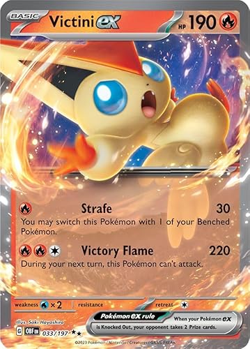 Victini ex 033/197 Double Rare Pokemon Karte (SV Obsidian Flames) + TitanCards® Toploader von Titan Cards