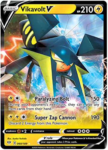 Vikavolt V 060/189 Ultra Rare Pokemon Karte (Darkness Ablaze) + 1x TitanCards® Toploader von Titan Cards