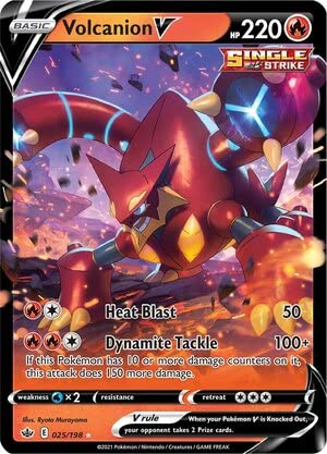 Volcanion V 025/198 Ultra Rare Pokemon Karte (SWSH Chilling Reign) + TitanCards® Toploader von Titan Cards