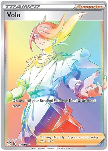 Volo 211/196 Seltene Regenbogen-Pokemon-Karte (Sworld & Shield Lost Origin) + TitanCards® Toploader von Titan Cards
