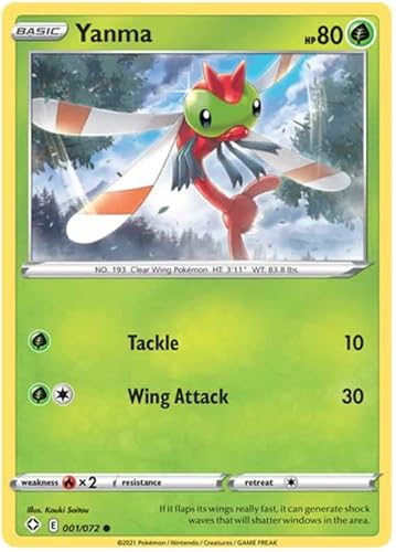 Yanma 001/072 Common Pokemon Card (Shining Fates) + TitanCards® Toploader von Titan Cards